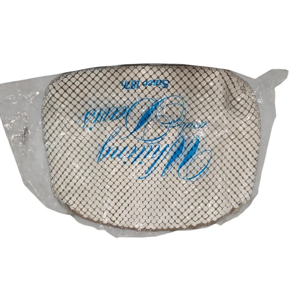 NOS Vintage 70s Whiting & Davis White Enamel Metal Mesh Pouch Shoulder Bag Purse